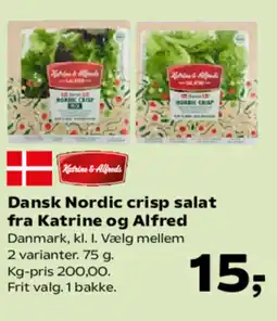 Kvickly Dansk Nordic crisp salat fra Katrine og Alfred tilbud