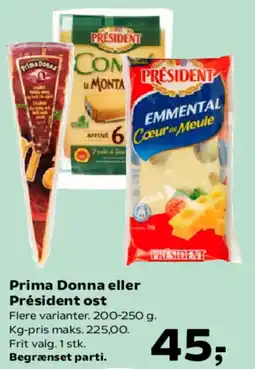 Kvickly Prima Donna eller Président ost tilbud