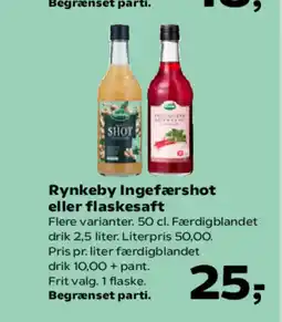 Kvickly Rynkeby Ingefærshot eller flaskesaft tilbud
