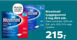 Kvickly Nicotinell tyggegummi 2 mg 204 stk. tilbud