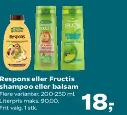 Kvickly Respons eller Fructis shampoo eller balsam tilbud
