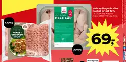 Kvickly Hele kyllingelår eller hakket gris 8-12% tilbud