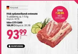 Citti Frisk sydamerikansk entrecote, DKK 100.99, Medlemspris tilbud