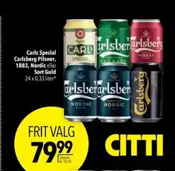 Citti Carls Special Carlsberg Pilsner, 1883, Nordic eller Sort Guld, DKK 79.99 tilbud