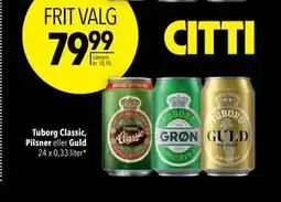 Citti Tuborg Classic, Pilsner eller Guld, DKK 79.99 tilbud