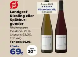 SuperBrugsen Landgraf Riesling eller Spätbur- gunder tilbud