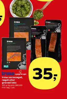 SuperBrugsen Irma varmrøget, røget eller gravad laks tilbud