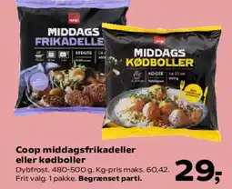 SuperBrugsen Coop middagsfrikadeller eller kødboller tilbud