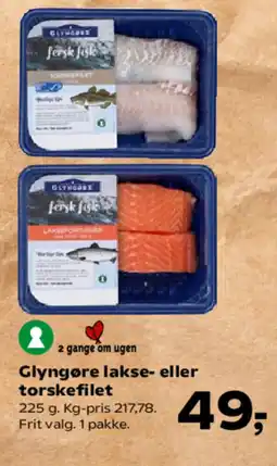 SuperBrugsen Glyngøre lakse- eller torskefilet tilbud