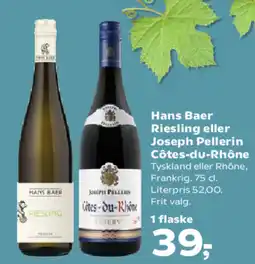 SuperBrugsen Hans Baer Riesling eller Joseph Pellerin Côtes-du-Rhône tilbud