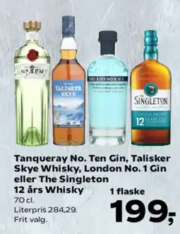 SuperBrugsen Tanqueray No. Ten Gin, Talisker Skye Whisky, London No. 1 Gin eller The Singleton 12 års Whisky tilbud
