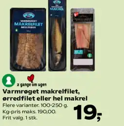 SuperBrugsen Varmrøget makrelfilet, ørredfilet eller hel makrel tilbud