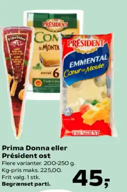 SuperBrugsen Prima Donna eller Président ost tilbud