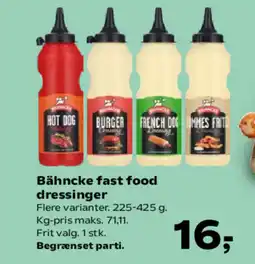 SuperBrugsen Bähncke fast food dressinger tilbud
