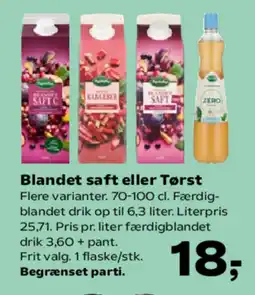 SuperBrugsen Blandet saft eller Tørst tilbud