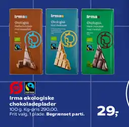 SuperBrugsen Irma økologiske chokoladeplader tilbud