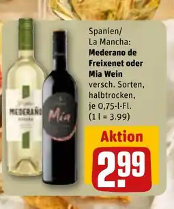 REWE DE Spanien/ La Mancha: Mederano de Freixenet oder Mia Wein tilbud