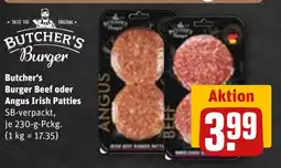 REWE DE BUTCHER'S Burger Butcher's Burger Beef oder Angus Irish Patties tilbud