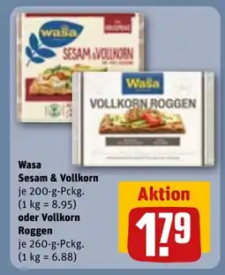 REWE DE Wasa Sesam & Vollkorn , oder Vollkorn Roggen tilbud