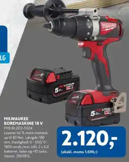 Davidsen Milwaukee boremaskine 18 v tilbud