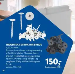 Davidsen Troldtekt struktur skrue 4,2 x 45 mm tilbud