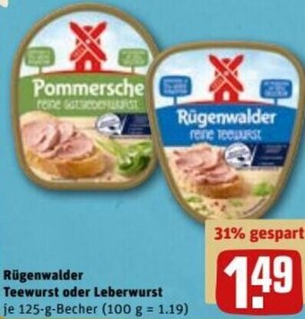 REWE DE Rügenwalder Teewurst Oder Leberwurst 125g tilbud