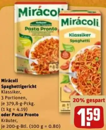 REWE DE Miràcoli Spaghettigericht Oder Pasta Pronto tilbud