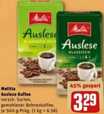 REWE DE Melitta Auslese Kaffe 500g tilbud