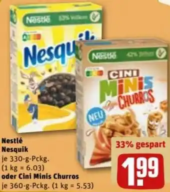 REWE DE Nestlé Nesquik Oder Cini Minis Churros tilbud