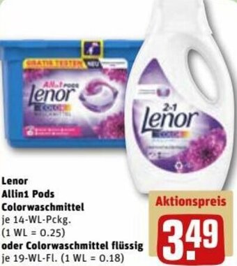 REWE DE Lenor Allin1 Pods Colorwaschmittel Oder Colorwaschmittel Flüssig tilbud