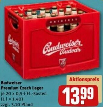 REWE DE Budweiser Premium Czech Lager tilbud