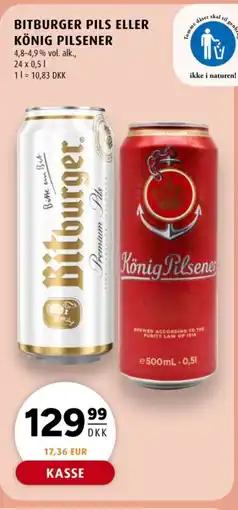 Scandinavian Park Bitburger pils eller König pilsener tilbud