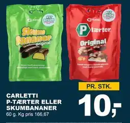 Let-Køb CARLETTI P-TÆRTER ELLER SKUMBANANER, DKK 10 tilbud