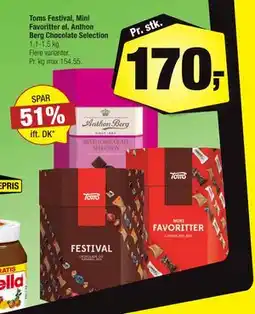 Calle Toms Festival, Mini Favoritter el. Anthon Berg Chocolate Selection, DKK 170 tilbud