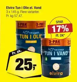 Calle Elvira Tun i Olie el. Vand, DKK 25 tilbud