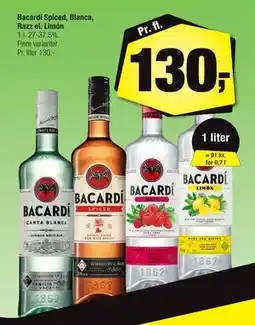 Calle Bacardi Spiced, Blanca, Razz el. Limón, DKK 130 tilbud