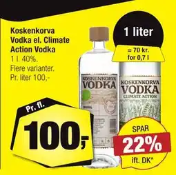 Calle Koskenkorva Vodka el. Climate Action Vodka, DKK 100 tilbud