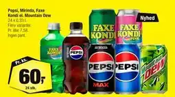 Calle Pepsi, Mirinda, Faxe Kondi el. Mountain Dew, DKK 60 tilbud