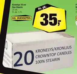 Calle Kronelys 19 cm Ren Stearin, DKK 35 tilbud