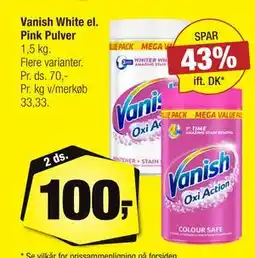 Calle Vanish White el. Pink Pulver, DKK 100 tilbud