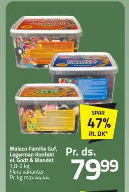 Fleggaard Malaco Familie Guf, Lagerman Konfekt el. Godt & Blandet, DKK 79.99 tilbud