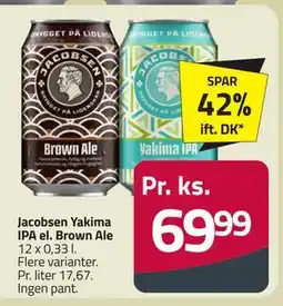 Fleggaard Jacobsen Yakima IPA el. Brown Ale, DKK 69.99 tilbud