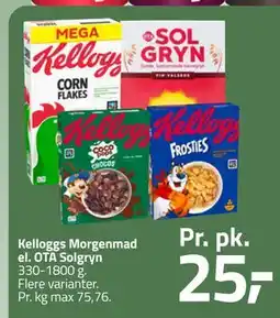 Fleggaard Kelloggs Morgenmad el. OTA Solgryn, DKK 25 tilbud