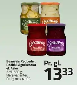 Fleggaard Beauvais Rødbeder, Rødkål, Agurkesalat el. Asier, DKK 13.33 tilbud