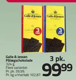 Fleggaard Galle & Jessen Pålægschokolade, DKK 99.99 tilbud