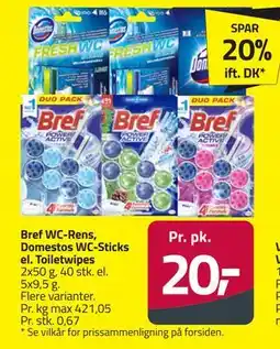 Fleggaard Bref WC-Rens, Domestos WC-Sticks el. Toiletwipes, DKK 20 tilbud