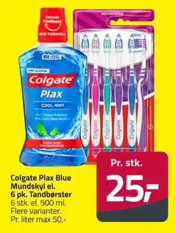 Fleggaard Colgate Plax Blue Mundskyl el. 6 pk. Tandbørster, DKK 25 tilbud