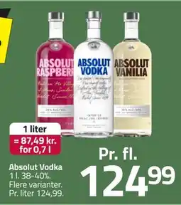 Fleggaard Absolut Vodka, DKK 124.99 tilbud