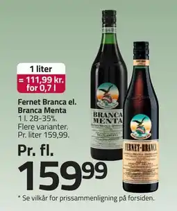 Fleggaard Fernet Branca el. Branca Menta, DKK 159.99 tilbud