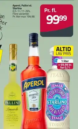 Fleggaard Aperol, Pallini el. Starlino, DKK 99.99 tilbud
